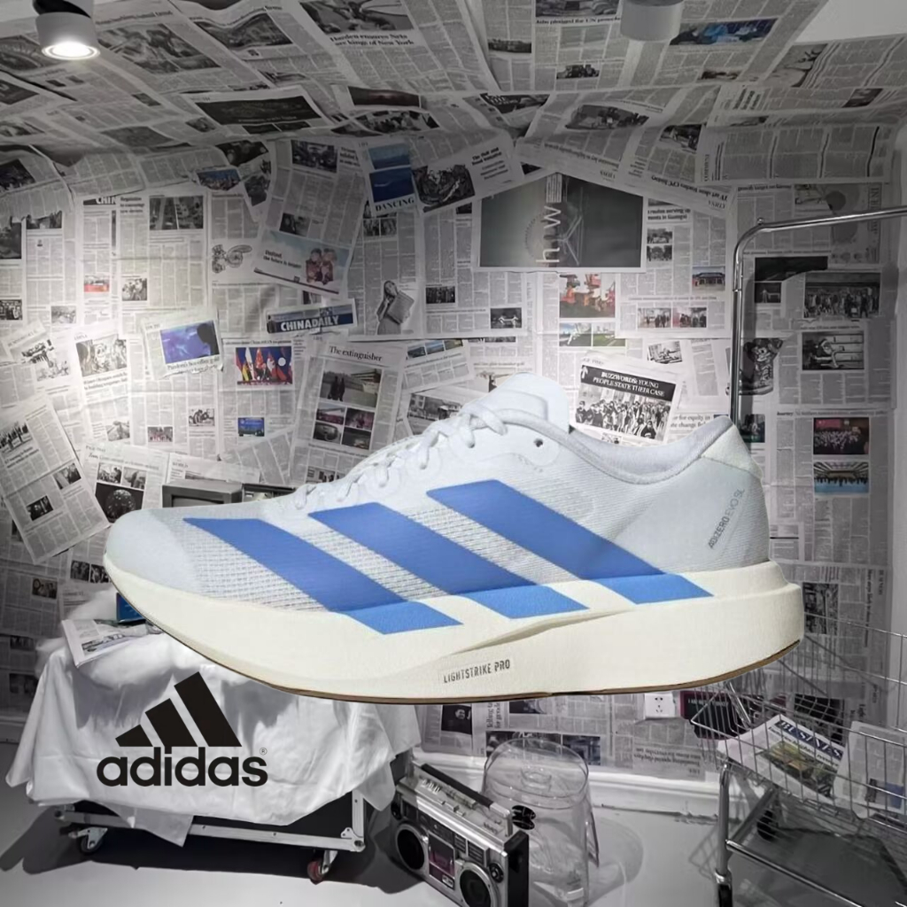 （ของแท้ 100 %）💛 adidas Adizero Adios Pro 4 Evo SL 3 รองเท้าผ้าใบ JS4454 สีน้ำเงิน