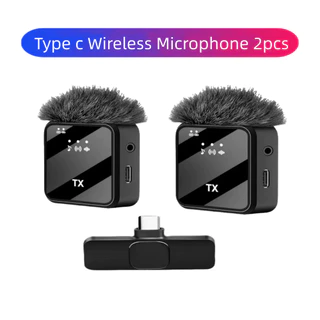 Wireless Microphone ไมโครโฟนไร้สายแบบพกพาสําหรับ ios/Type-Cไมค์ไร้สายหนีบเสื้อ ไมค์หนีบปกเสื้อ