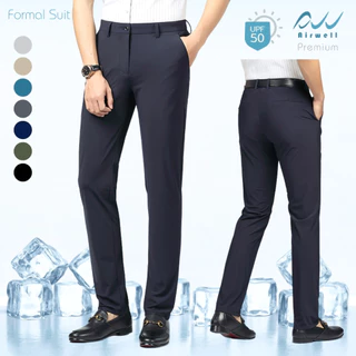 AIRWELLกางเกงทรงสแล็คผู้ชายติดแอร์ รุ่นFormal Suit ผ้ายืดSpandexXNylon ป้องกันUV ตัดเย็บอย่างดี เย็นสบายไม่ต้องรีด