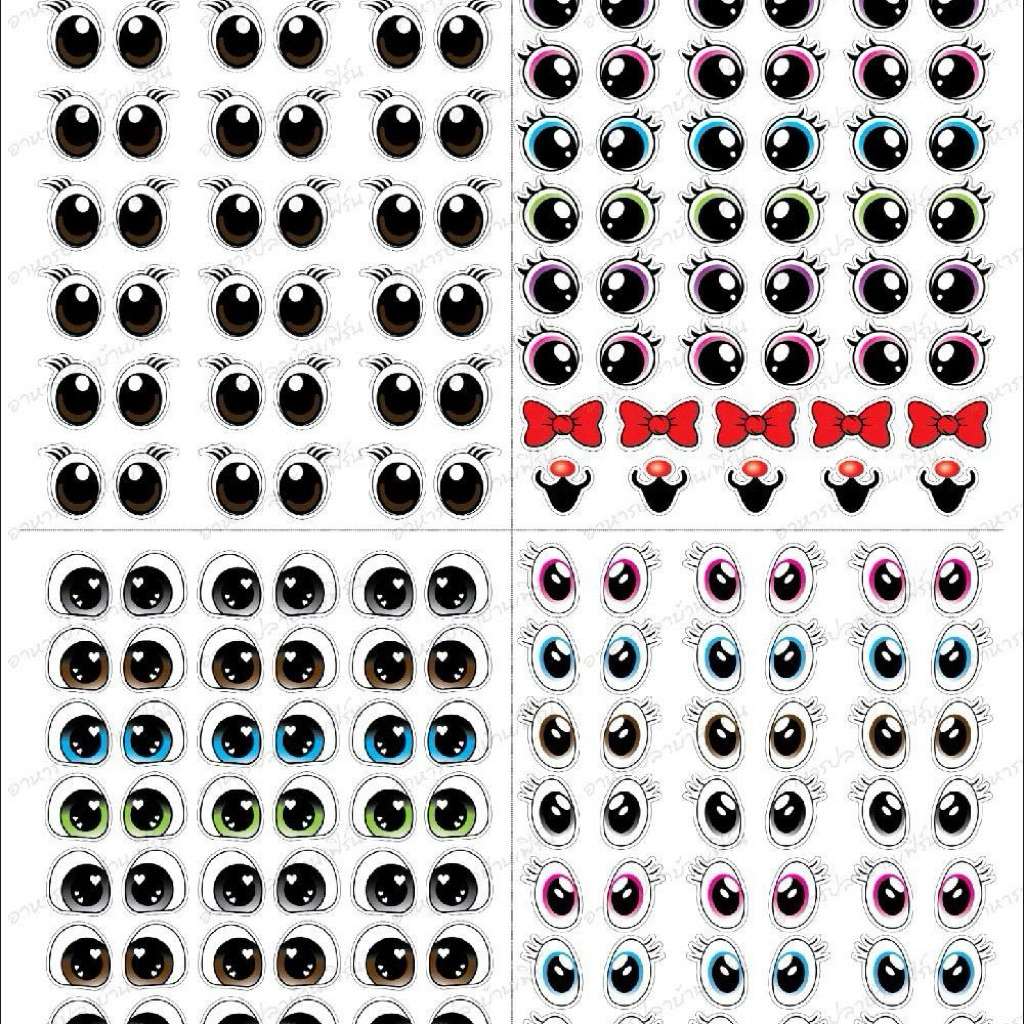 สติ๊กเกอร์ตาติดกระทง ขนาดA4 ไดคัทแล้วนำไปติดได้เลยได้ 80-90คู่