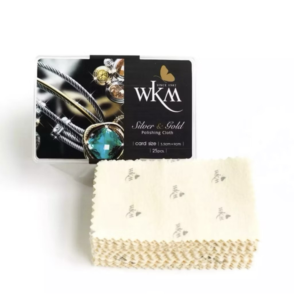 WKM ผ้าทำความสะอาดเช็ดเครื่องเงิน ทอง Pandora และ จิวเวลลี่ เงาวับเหมือนใหม่ (แบ่ง//ขาย9*5.5CM) ชนิดคอตตอน