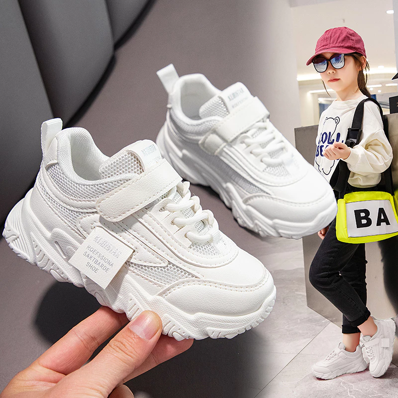 YEY รองเท้าผ้าใบเด็กผู้หญิง สีขาว ระบายอากาศ thumbnail 7