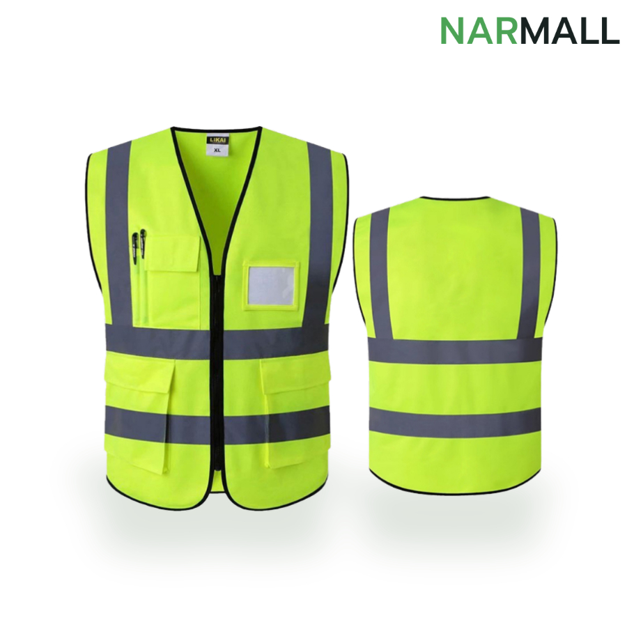 เสื้อกั๊กสะท้อนแสง เสื้อจราจร Reflective Vest รุ่นเต็มตัว การมองเห็นสูง น้ำหนักเบา ระบายอากาศได้ดี narmall_