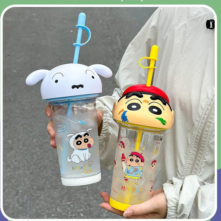 มาใหม่!แก้วน้ำหัวการ์ตูน ลายชินจัง แก้วน้ำพร้อมหลอดดูด ดีไซน์น่ารัก ใส่เครื่่องดื่ม มาพร้อมหลอดดูด ขนาด500ML ของขวัญ