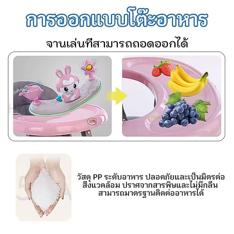 Dolphin baby รถหัดเดินเด็ก รถฝึกเดินสำหรับเด็ก ป้องกันขาโก่ง ปรับได้ พับเก็บ พร้อมเสียงดนตรี+ของเล่น ​6-18 เดือน ราคา ถูกที่สุด ดีลบีเคเค แกลเลอรีภาพที่ 7