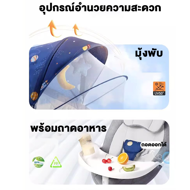 เปลไกวไฟฟ้า เปลเด็ก เปลเด็กไฟฟ้า เก้าอี้โยกไฟฟ้า พร้อมมุ้งกันยุง มีดนตรีเปลไกว มัลติฟังก์ชั่นเปล - รูปที่ 2