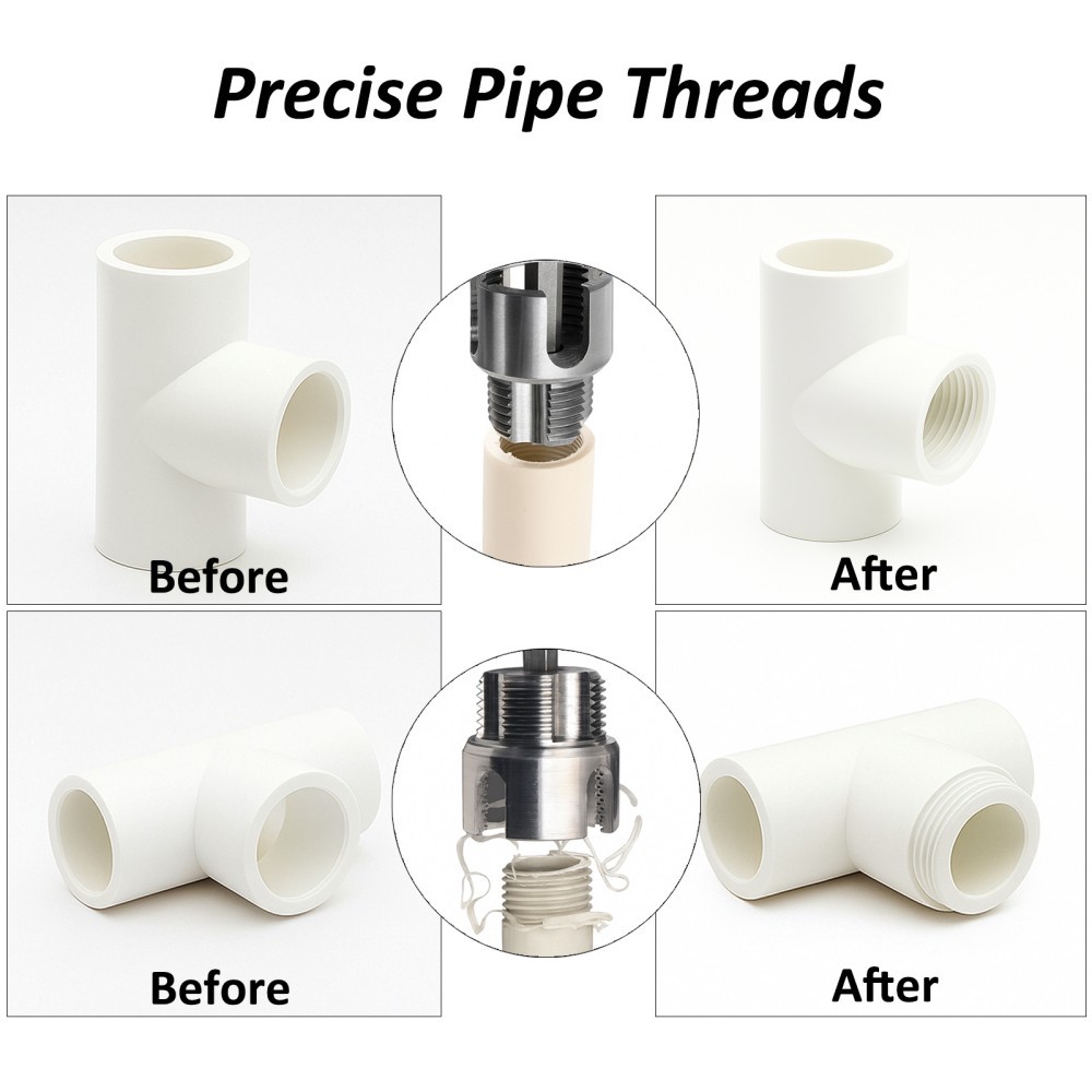 เครื่องมือตัดด้ายท่อ เครื่องมือตัดท่อเกลียวภายในและภายนอกแบบรวม - เครื่องตัดและดายท่อ PPR ขนาด 1/2 นิ้ว และ 3/4 นิ้ว - รูปที่ 4