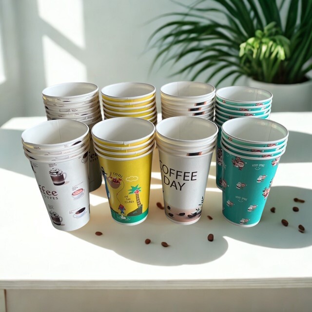[ยกลัง] แก้วกาแฟกระดาษ 16 oz แบบไม่มีหูจับ สีขาว คละลาย  จำนวน 50 ใบ/แถว  50x20=1,000 ใบ/ลัง“เพิ่มสไตล์ให้ทุกแก้ว”