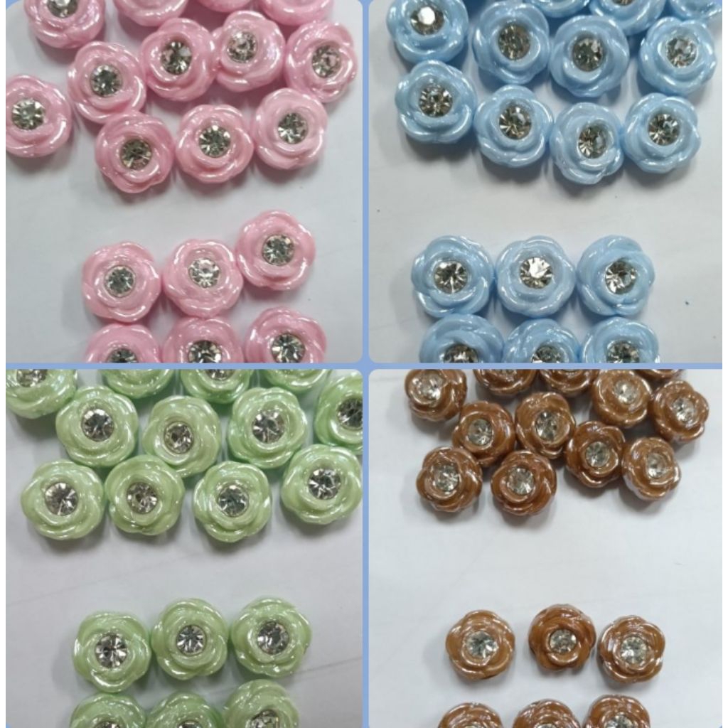 กระดุมดอกไม้เกสรเพชร ขนาด13 มม. : กระดุมเสื้อ เกสรดอกไม 1 ชุด = 6 เม็ด