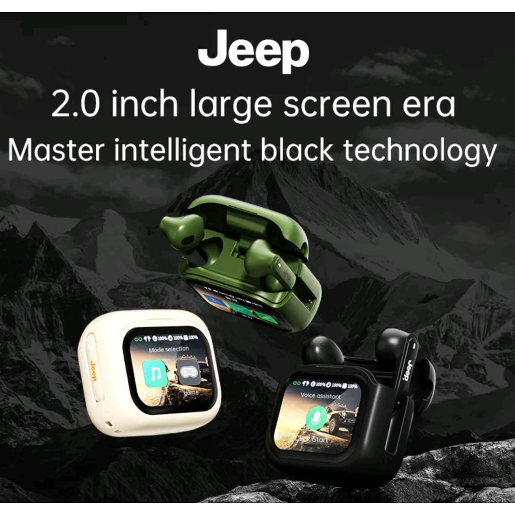 ของแท้Jeep หูฟังไร้สาย จอสัมผัสดิจิตอลสีดำ  กันน้ำ พร้อมหน้าจอ LED EW113 อายุการใช้งานของแบตเตอรี่ยา
