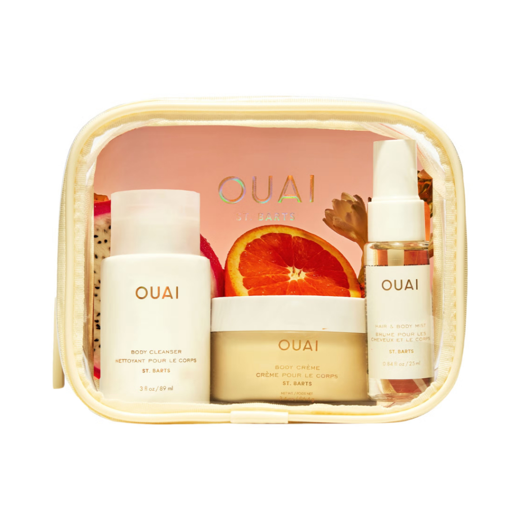 OUAI Wanna Get A Ouai Travel Kit เซนต์บาร์ต บอดี้ สครับ สำหรับหนังศีรษะ และ ผิวกาย