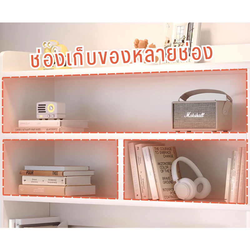 โต๊ะทำงานเขียนหนังสือ สีขาว ขนาด 100-120cm มีลิ้นชักและช่องเก็บของ มินิมอล thumbnail 4