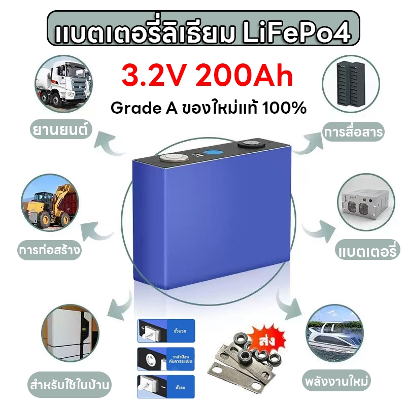 แบตลิเธียม lifepo4 50 130 160 200AH 3.2V Battery แบตเตอรี่ lifepo4 4000 รอบ อายุการใช้งานยาวนานแบตเตอรี่ลิเธียมไอออน
