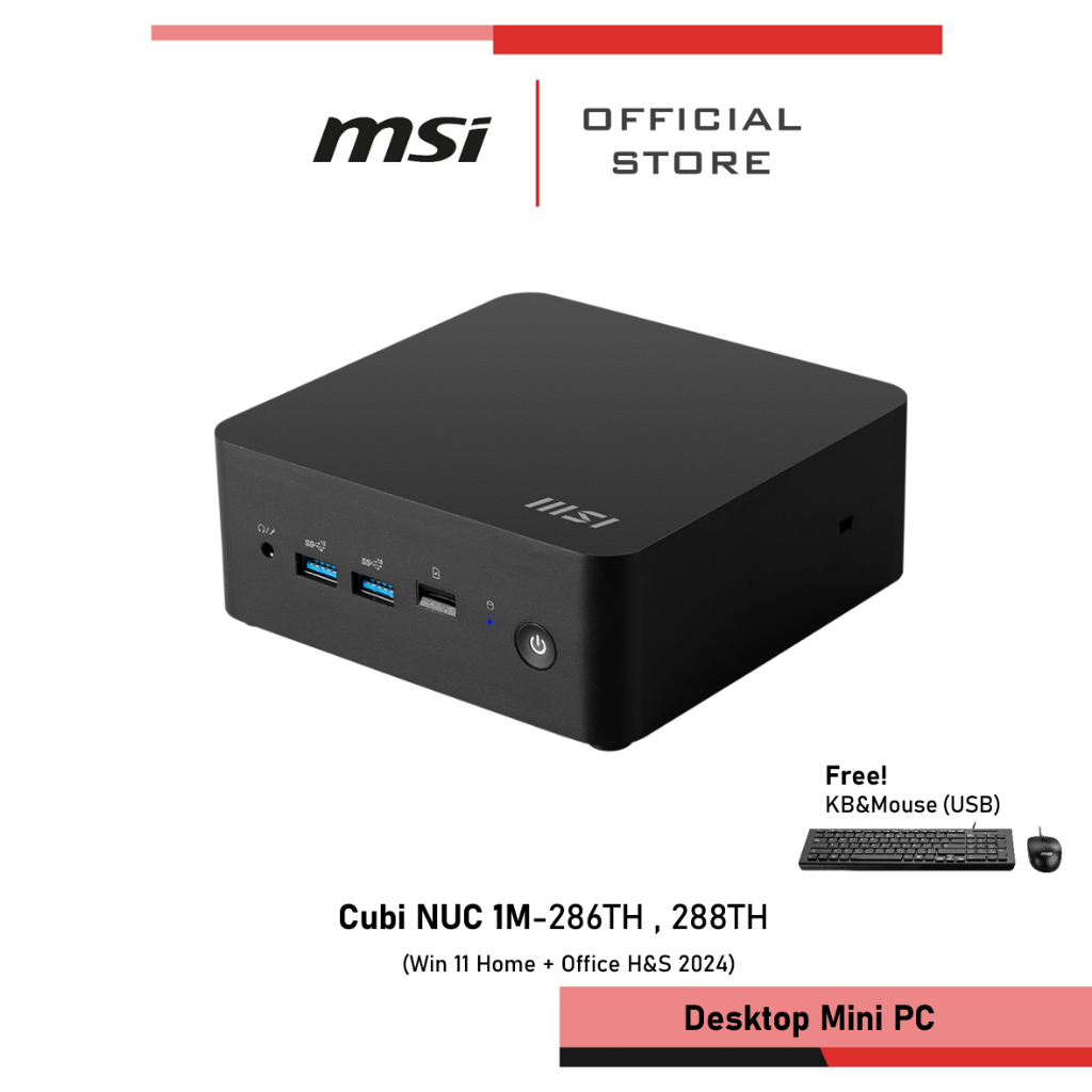 [Pre-Order] MSI Cubi NUC 1M-286TH , 288TH มินิพีซี MiniPC คอมพิวเตอร์ตั้งโต๊ะพร้อมWin 11 Home + Office H&S 2024 ประกัน 3