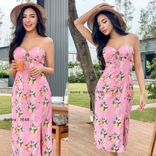 พร้อมส่ง เติม SML⚡️AR 7648 Dress เดรสสีชมพูลายผลไม้ แซ่บเบาๆ…