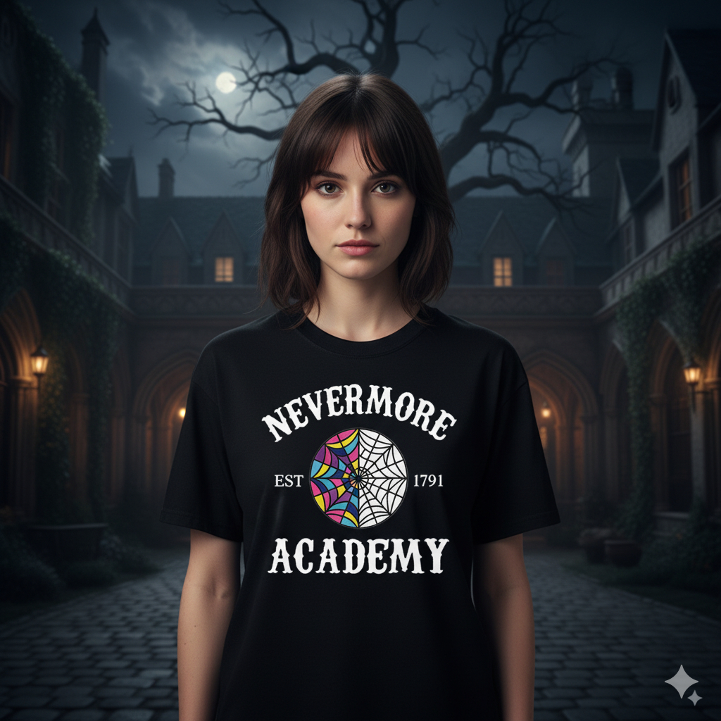 Nevermore Academy T-Shirt – Mysterious Gothic Style