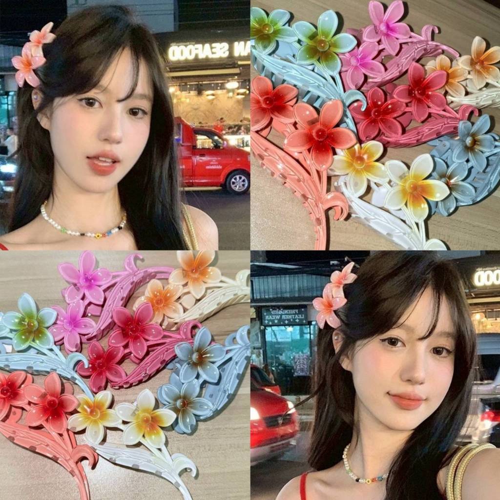 Aurora🛒พร้อมส่ง🚚 (รูปถ่ายจากงานจริง) กิ๊ปหนีบผมแบบยาว ลายดอกไม้เป็นช่อ ใส่สบาย สีสันสดใส ใส่ได้ทุกลุค