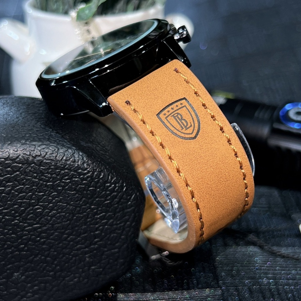 Bolun#6776 นาฬิกาข้อมือแบรนด์แท้สายหนัง หน้าปัด40มิล ดีไซน์เท่สุดคลาสสิค หรูหรา พร้อมส่ง - รูปที่ 6