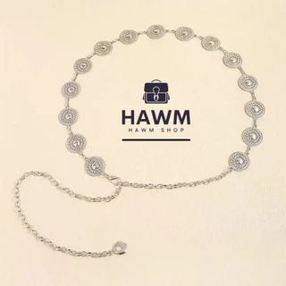 HAWM-[เข็มขัดคาดเอว ประดับลูกปัดไข่มุกเทียม โลหะ หลากสีสัน ปรับได้ คุณภาพสูง แฟชั่นสําหรับผู้หญิง] เข็มขัดผู้หญิง