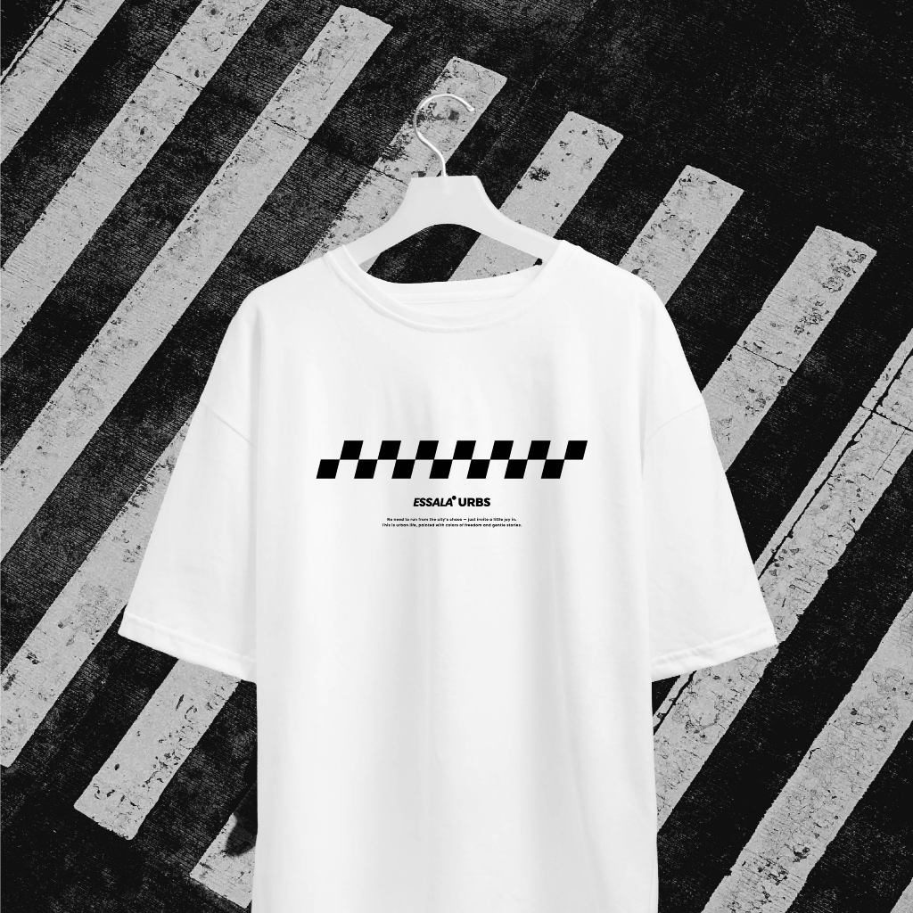 Essala เสื้อยืดโอเวอร์ไซส์ Oversized T-Shirt Unisex Cotton 100% ลาย Checkmark