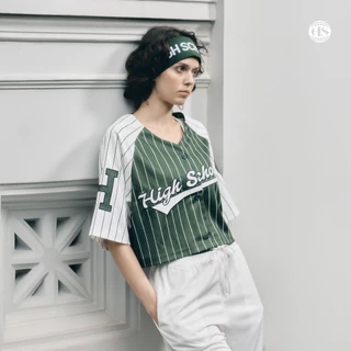 Highschool Sports Collection 2025 crop stipe baseball เสื้อเบสบอลครอป ลายทาง - OTG24567
