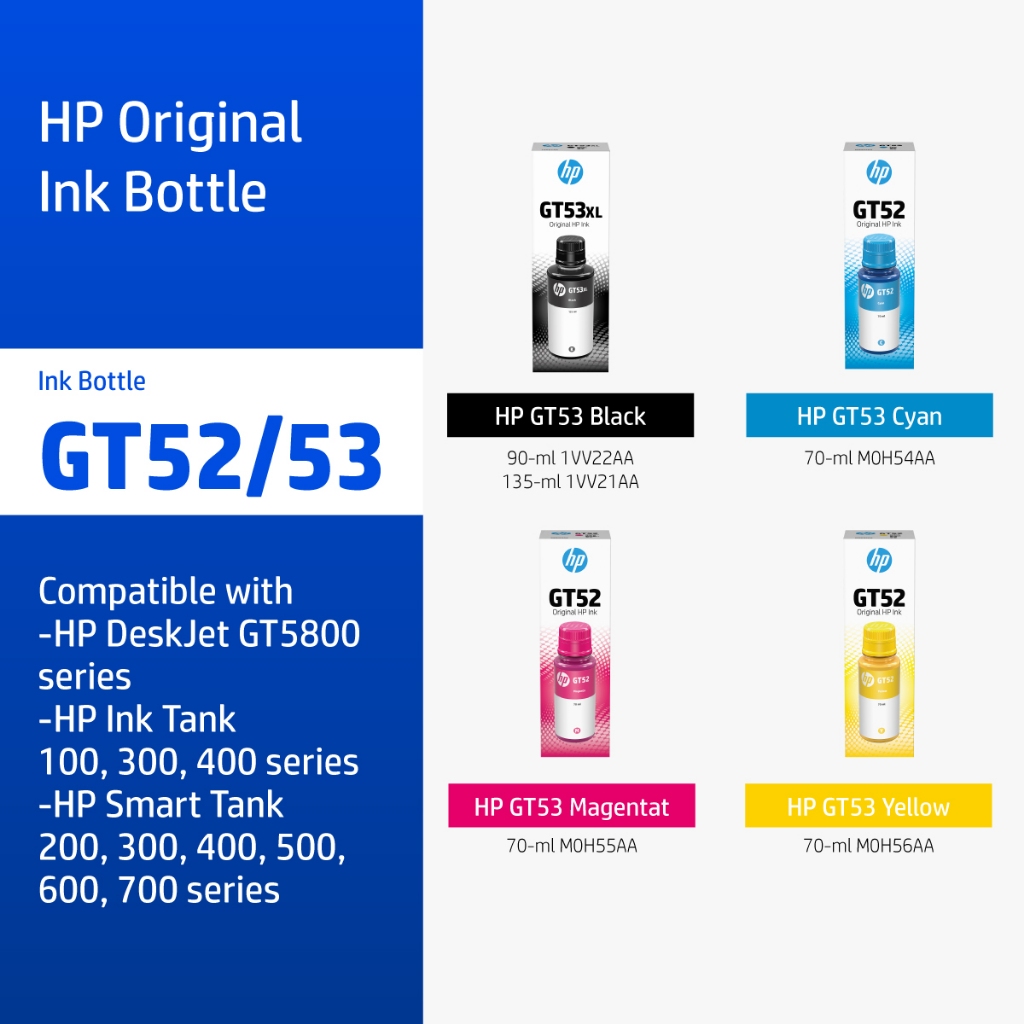 [ส่งด่วน] หมึกเติม HP GT52 GT53 Black/ Color Original Ink Bottle