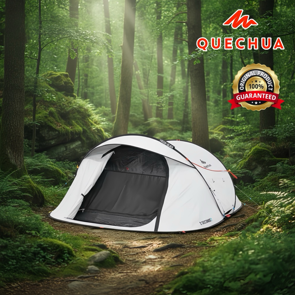 เต็นท์ตั้งแคมป์สำหรับ 3 คน รุ่น 2 SECONDS FRESH&BLACK (สีขาว) QUECHUA