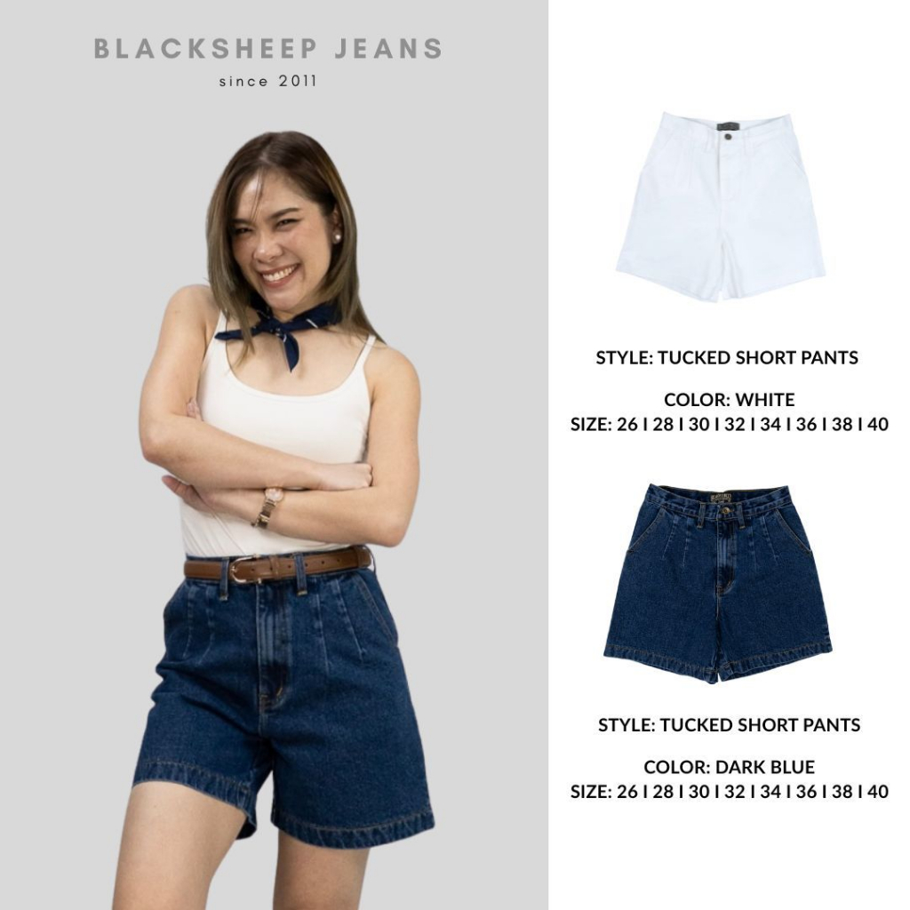 Blacksheep Jeans กางเกงขาสั้น 3 ส่วนตีเกล็ดด้านหน้า 2สี BWPSI-240609 BWFSI-250906