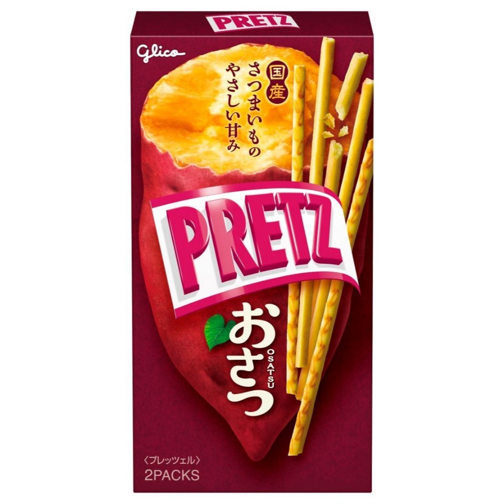 Glico Pretz Sweet Potato 62g  เพลินทุกคำกับรสมันหวานญี่ปุ่นแท้ๆ แท่งเพรทซ์อบกรอบ หอม หวาน มัน จากมันหวานแท้