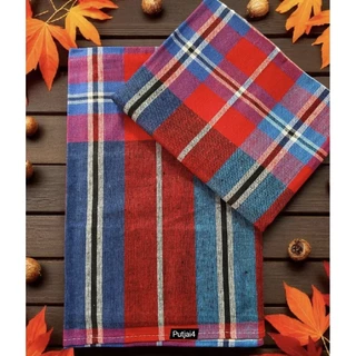 ผ้าขาวม้า ผ้าฝ้าย 100 %ตรารถไฟ ผ้าไม่หด สีไม่ตก เย็บชายทุกผืน ขนาด 80×190 cm ขนาดมาตรฐาน