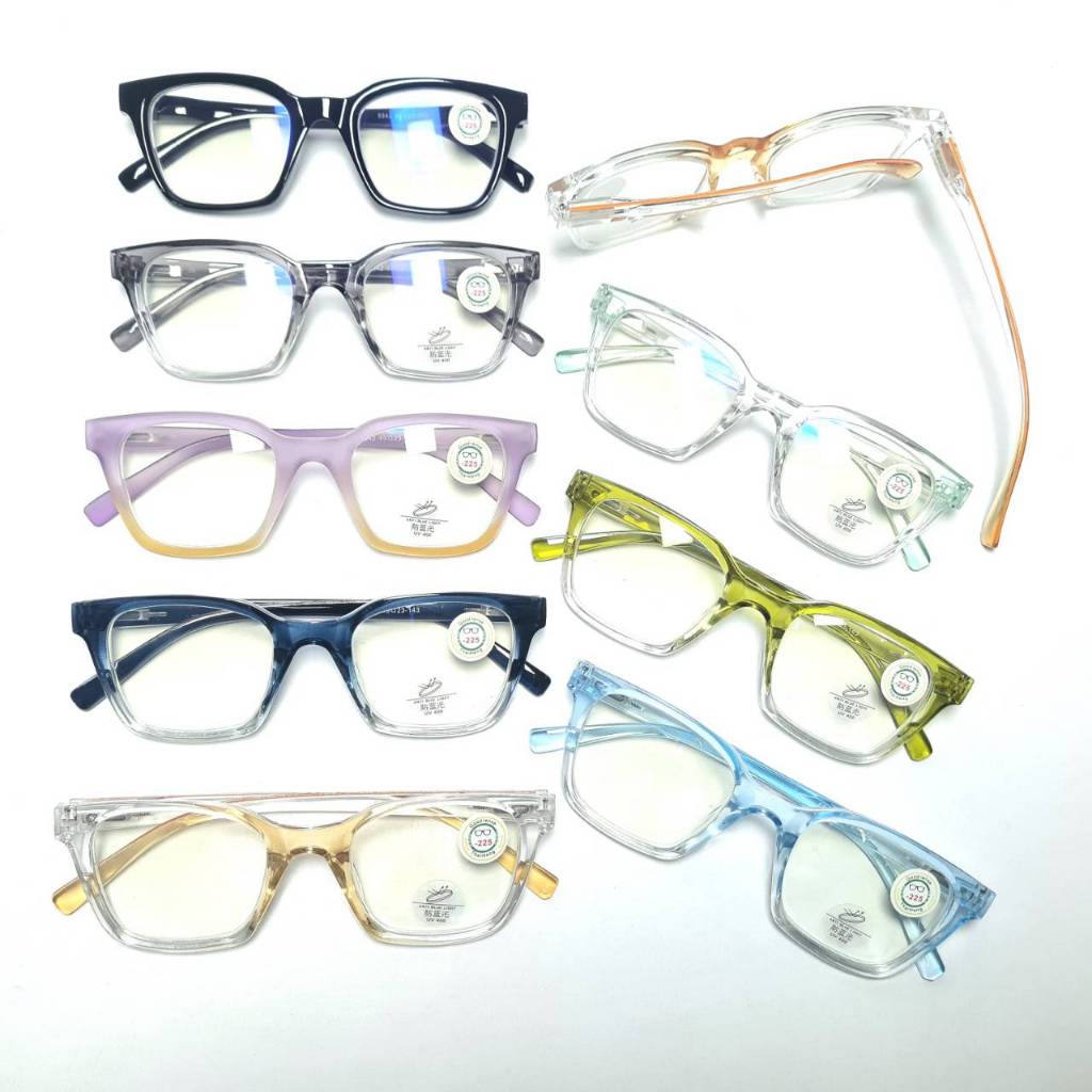 แว่นสายตาสั้น ค่าสายตา00(ไม่มีค่าสายตา)ถึง-400 ทรงหลี่ยม รุ่น842 ขาสปิงในตัว เลนส์แว่นตาป้องกันแสงสีฟ้า
