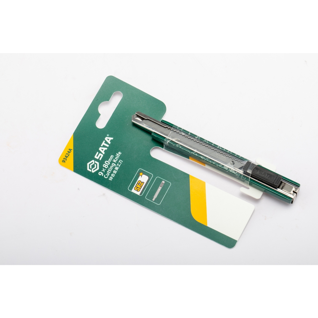 SATA 93424A มีดคัตเตอร์ด้ามซิงค์ 9x80 มม. 13 ตอน ด้าม zinc alloy เพิ่มความทนทาน