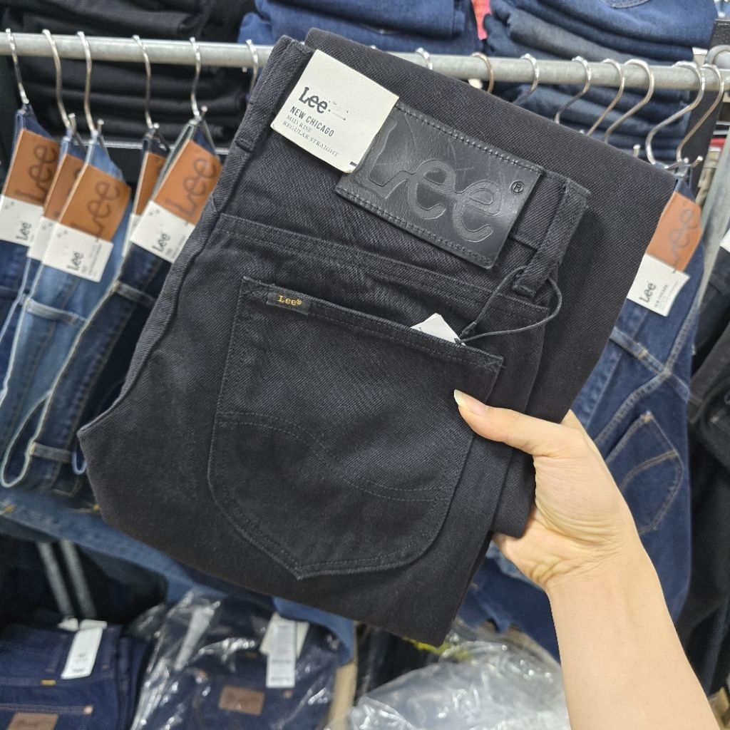 กางเกงยีนส์ Lee ผู้ชาย สีดำ ผ้าไม่ยืด ทรงกระบอกใหญ่[NEW CHICAGO] รุ่นMCHIC02