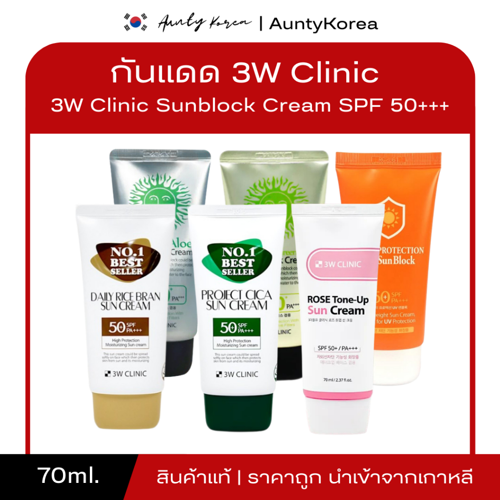 [ของแท้💯/พร้อมส่ง] ถูกที่สุด กันแดด 3w Clinic Intensive Green Tea Sunblock Cream SPF 50++