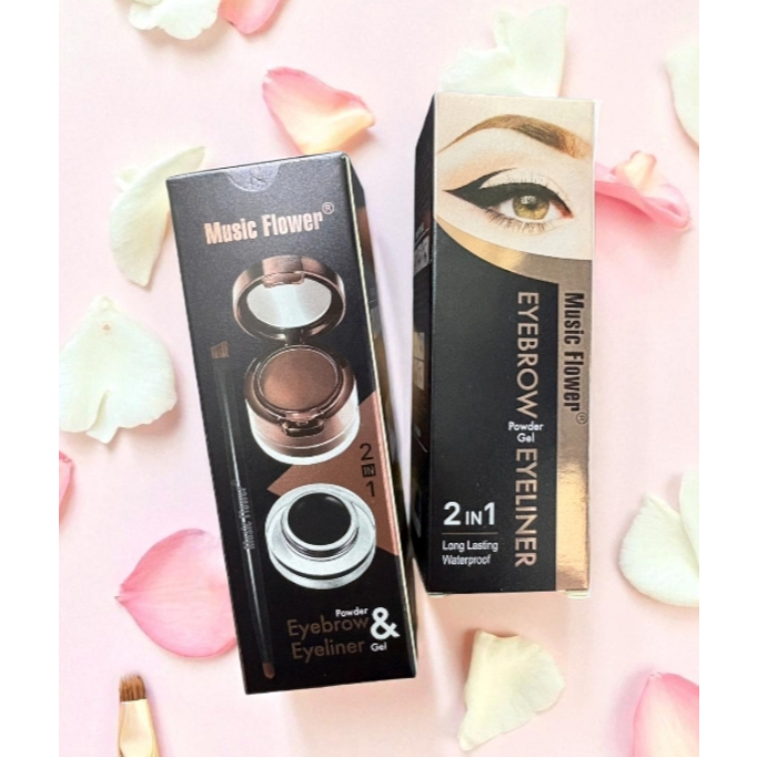 Music Flower 2in1 เจลเขียนคิ้ว + อายไลเนอร์ ครบจบในตลับเดียว ใช้ง่าย พกพาสะดวก