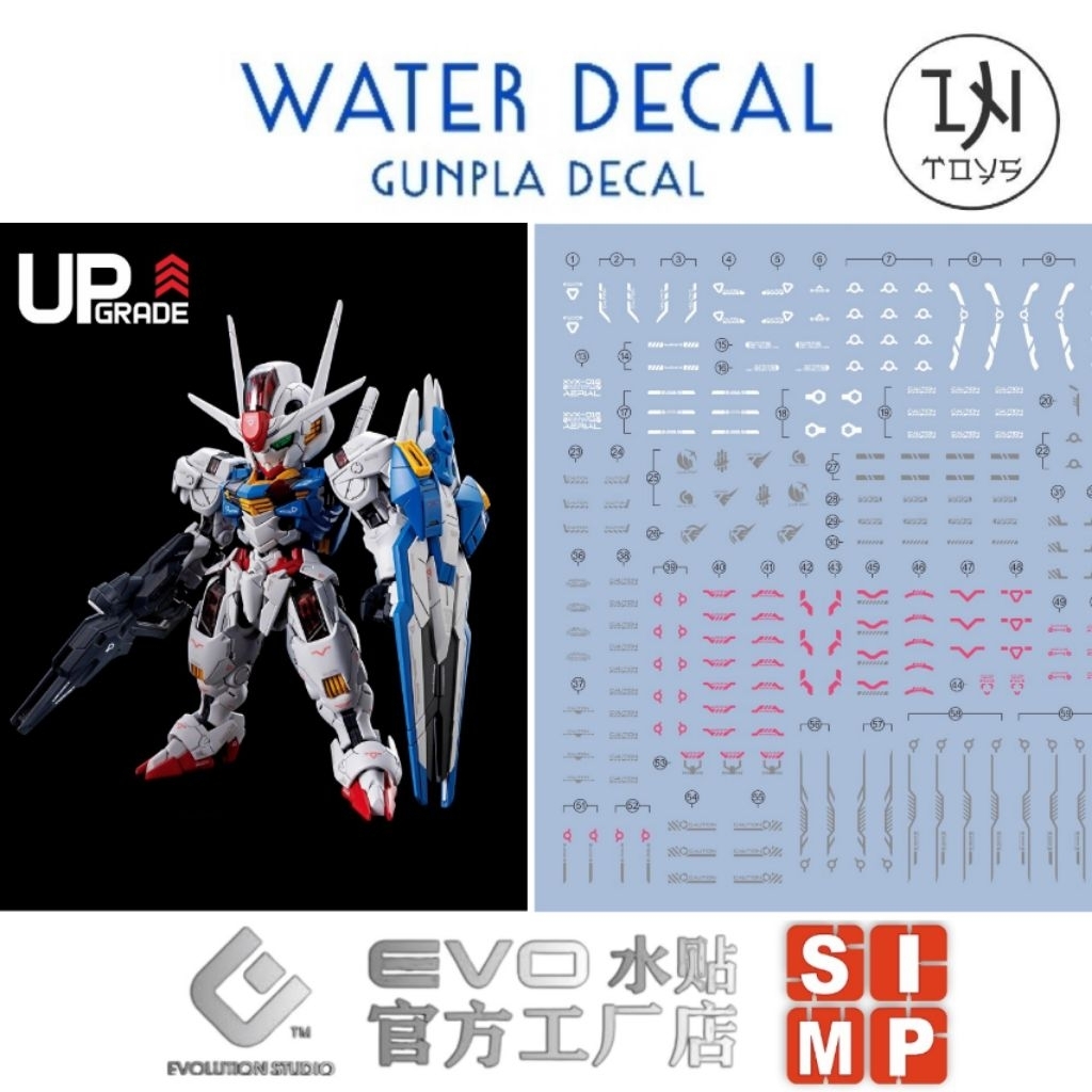 Gundam Decal / Water Decal MGSD GUNDAM AERIAL ยี่ห้อ S.I.M.P. Model Decal / EVO : Evolution Monster