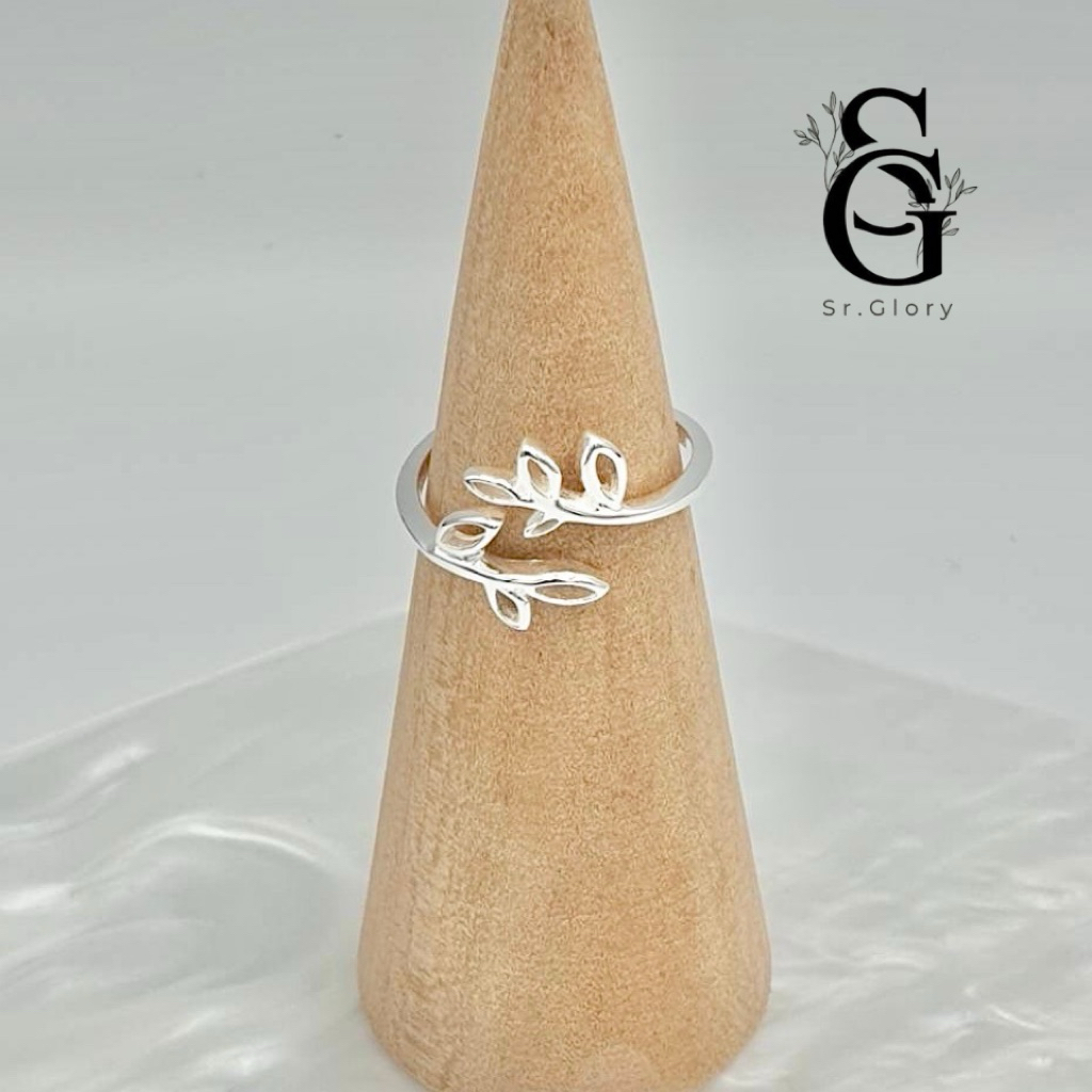Sr.Glory แหวนเงินแท้ 92.5% แหวนใบไม้ แหวนสไตล์มินิมอล