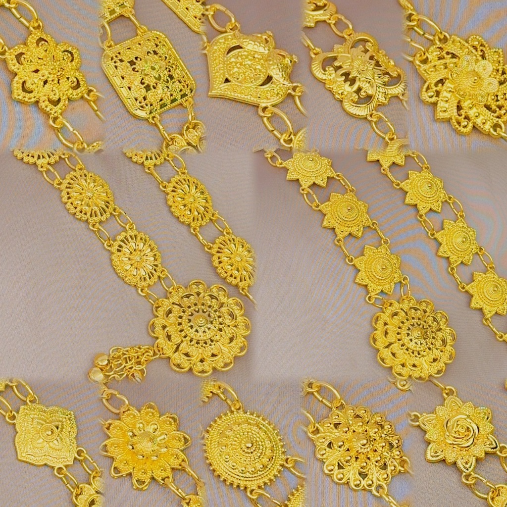 เข็มขัดอีสาน โลหะชุบทอง สวยตามแบบไทยปรับขนาดได้ สวมใส่ได้ทุกงานเทศกาลวันสำคัญ - รูปที่ 3