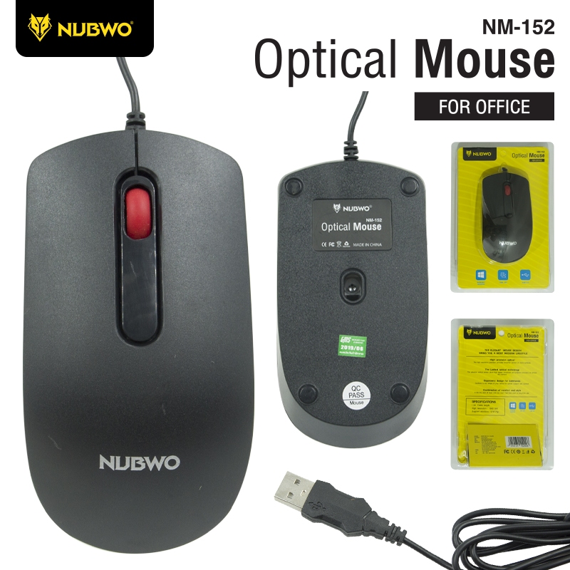 NUBWO เมาส์มีสาย Optical Mouse รุ่น NM152 สีดำ
