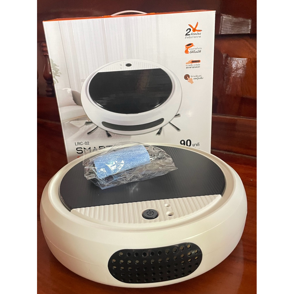 หุ่นยนต์ดูดฝุ่นอัตโนมัติ ทำความสะอาดกวาด  ถู, ดูดฝุ่น ทำงานต่อเนื่อง 90 นาที SMART ROBOT LRC-02 สีดำ