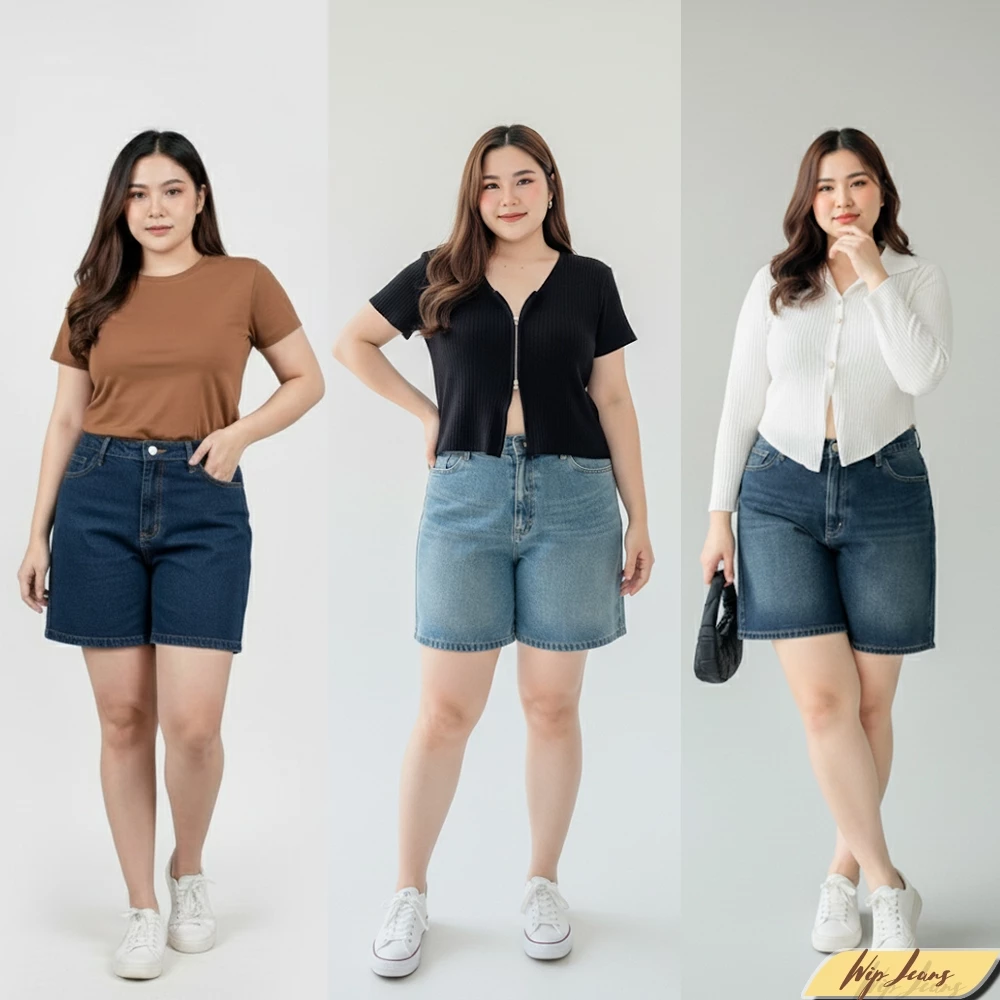 กางเกงยีนส์ผู้หญิงขาสั้นเรียบหรูมีไซส์สาวอวบS-42นิ้วผ้าไม่ยืดเก็บทรงอยู่ CK19