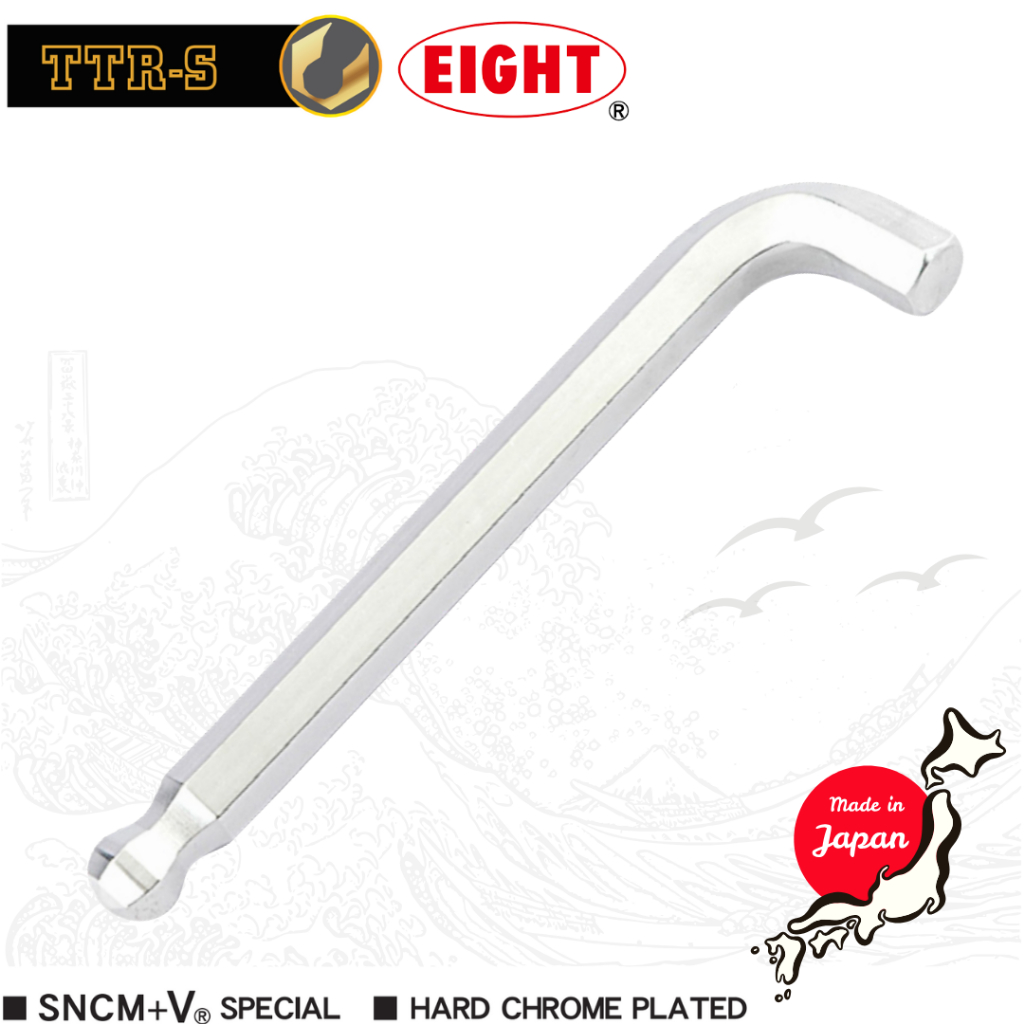 EIGHT ประแจหัวบอลเตเปอร์ สั้น สีขาว คอสั้น ขนาด 1.5mm. - 10mm. / 1/16" - 3/8" No.TTR