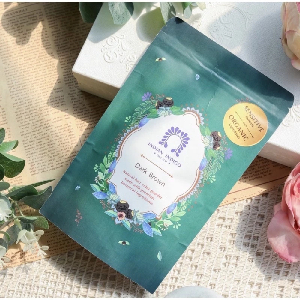 Indian Indigo Henna ผงพืชย้อมผม สี Natural Black /Dark Brown /Chestnut สูตรบอบบางแพ้ง่าย.
