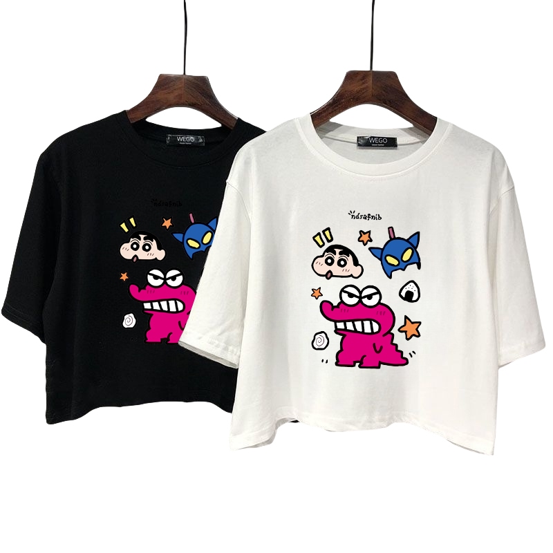 เสื้อครอปน่ารักสไตล์เกาหลี อก50 oversize เสื้อผ้าสาวอวบไซส์ใหญ่ ลายการ์ตูน เสื้อยืดผู้หญิงแขนสั้นแบบหลวม แฟชั่นมาใหม่สวย