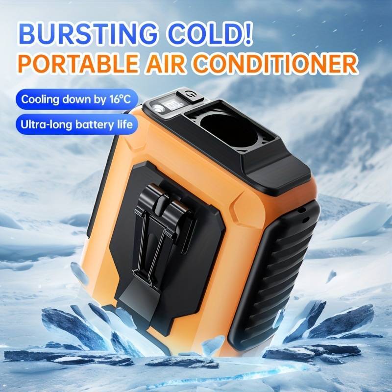 พัดลมคอแบบพกพา 5 ระดับ 20000 RPM USB 4000mAh พร้อมไฟฉาย สายคล้องคอ เหมาะตั้งแคมป์ กลางแจ้ง งานก่อสร้