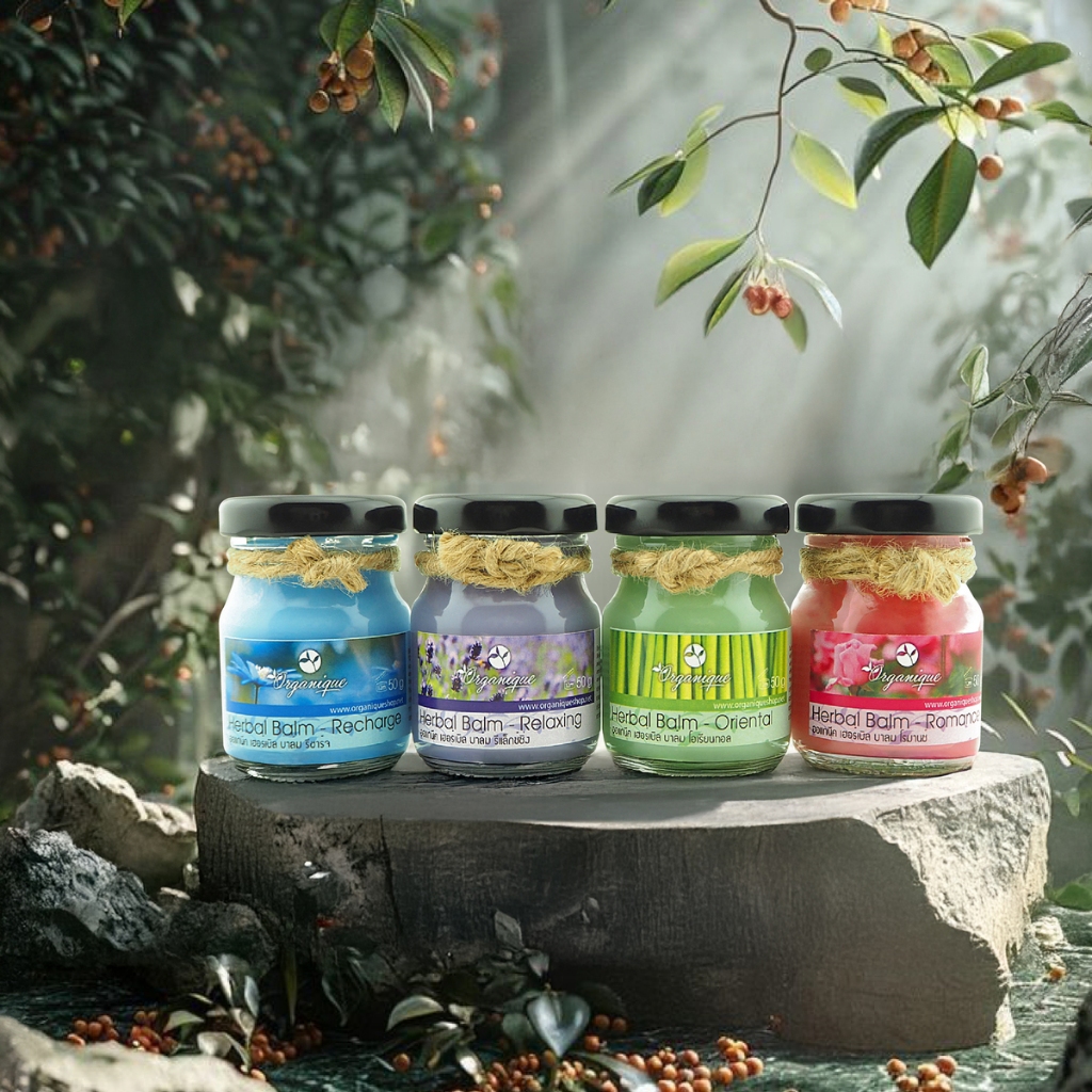 Organique Herbal Balm – ยาหม่องสมุนไพรธรรมชาติ หอมผ่อนคลายตามหลักสุคนธบำบัด 50g.