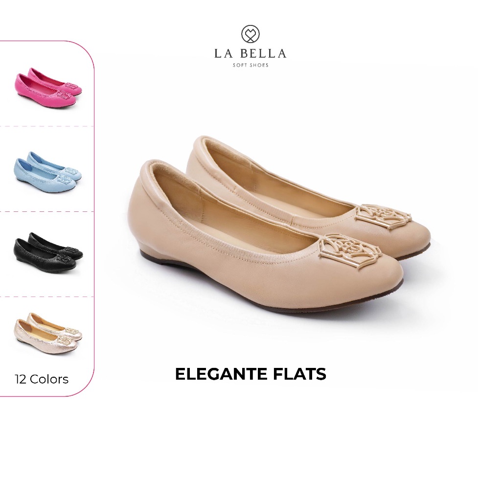 LA BELLA  รองเท้าคัชชูหนังแกะ รุ่น ELEGANTE FLATS 12 สี