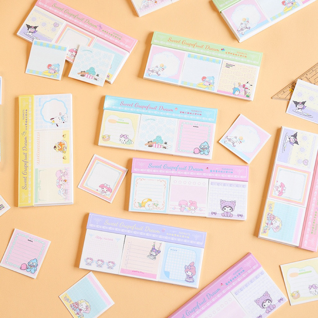 Sanrio โพสอิทมีกาว 1 ชุด มี 3 ลาย ลายรวมซาริ NJTZ-01