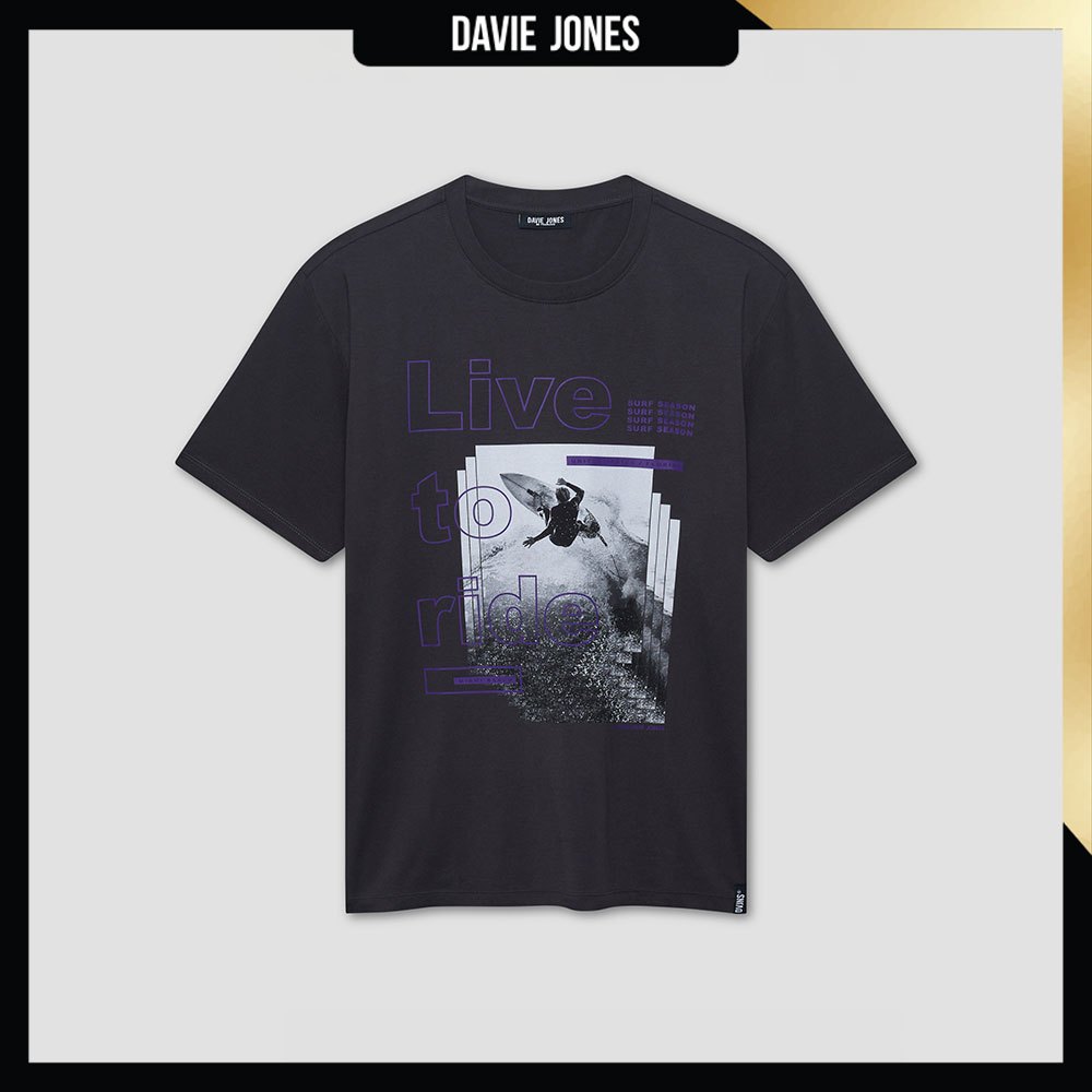 DAVIE JONES เสื้อยืด พิมพ์ลาย Graphic Regular Fit T-Shirt TB0481 สีเทา