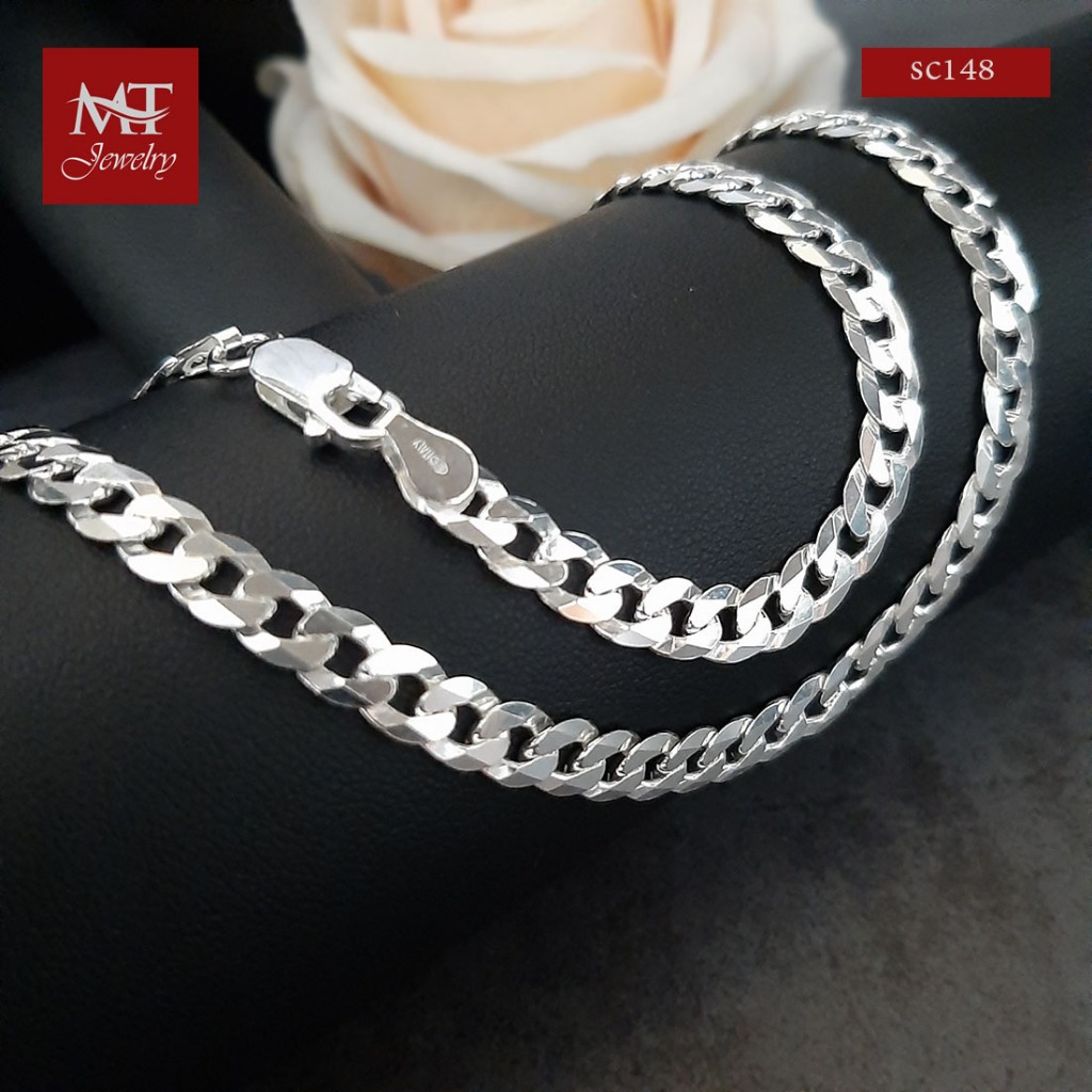 MT สร้อยคอเงินแท้ ลายเลส สร้อยอิตาลี กว้าง 5.7 มม ยาว 22 26 นิ้ว Chain (sc148) MT Jewelry มณีธารา